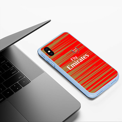 Чехол iPhone XS Max матовый Arsenal fly emirates / 3D-Голубой – фото 3