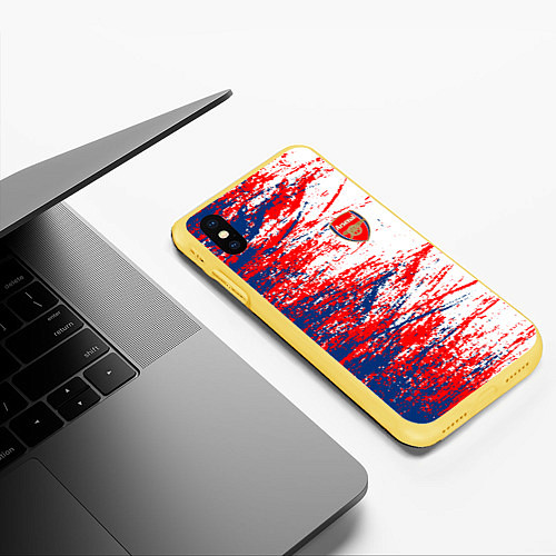 Чехол iPhone XS Max матовый Arsenal fc арсенал фк texture / 3D-Желтый – фото 3