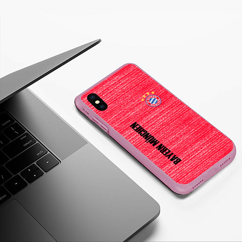 Чехол iPhone XS Max матовый BAYERN MUNCHEN БАВАРИЯ football club / 3D-Розовый – фото 3