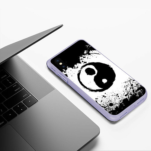 Чехол iPhone XS Max матовый Инь Янь Гранж / 3D-Светло-сиреневый – фото 3