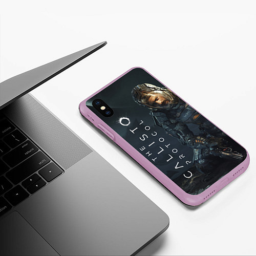 Чехол iPhone XS Max матовый Джейкоб на коленях Callisto Protocol / 3D-Сиреневый – фото 3