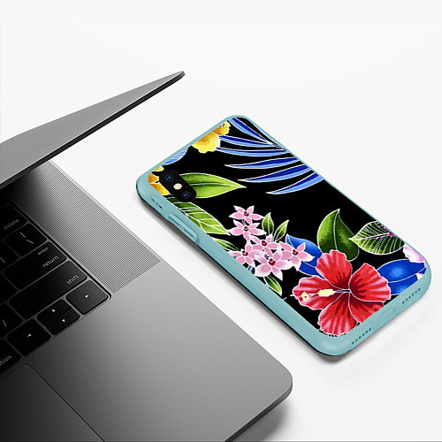 Чехол iPhone XS Max матовый Floral vanguard composition Летняя ночь Fashion tr / 3D-Мятный – фото 3