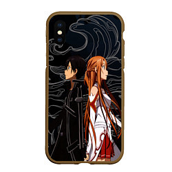 Чехол iPhone XS Max матовый Кирито и Асуна - Sword Art Online, цвет: 3D-коричневый