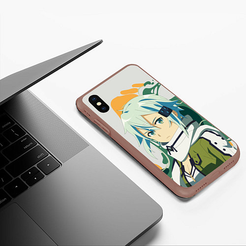 Чехол iPhone XS Max матовый Асада Сино -Sword Art Online / 3D-Коричневый – фото 3