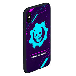 Чехол iPhone XS Max матовый Символ Gears of War в неоновых цветах на темном фо, цвет: 3D-черный — фото 2