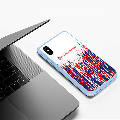 Чехол iPhone XS Max матовый АТЛЕТИКО МАДРИД ATLETICO MADRID краска / 3D-Голубой – фото 3