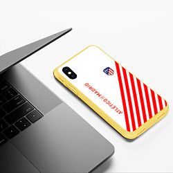 Чехол iPhone XS Max матовый Atletico madrid красные полосы, цвет: 3D-желтый — фото 2