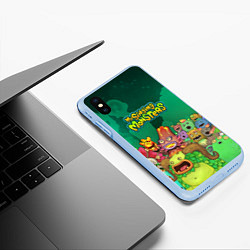 Чехол iPhone XS Max матовый Персонажи Мои поющие монстры, цвет: 3D-голубой — фото 2