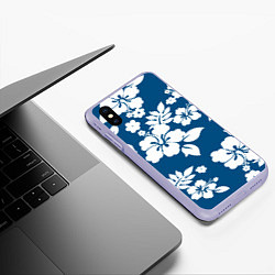 Чехол iPhone XS Max матовый Цветочный паттерн Минимализм, цвет: 3D-светло-сиреневый — фото 2