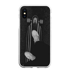 Чехол iPhone XS Max матовый Skateboard Black, цвет: 3D-белый