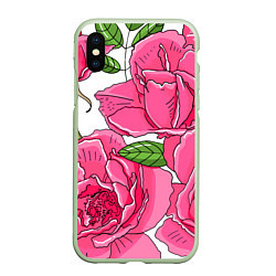 Чехол iPhone XS Max матовый Летне-розовое настроение, цвет: 3D-салатовый