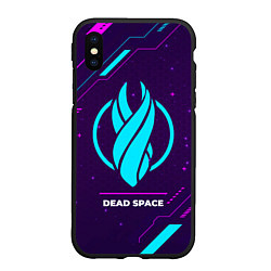 Чехол iPhone XS Max матовый Символ Dead Space в неоновых цветах на темном фоне, цвет: 3D-черный