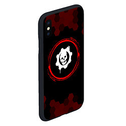 Чехол iPhone XS Max матовый Символ Gears of War и краска вокруг на темном фоне, цвет: 3D-черный — фото 2