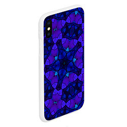 Чехол iPhone XS Max матовый Калейдоскоп -геометрический сине-фиолетовый узор, цвет: 3D-белый — фото 2
