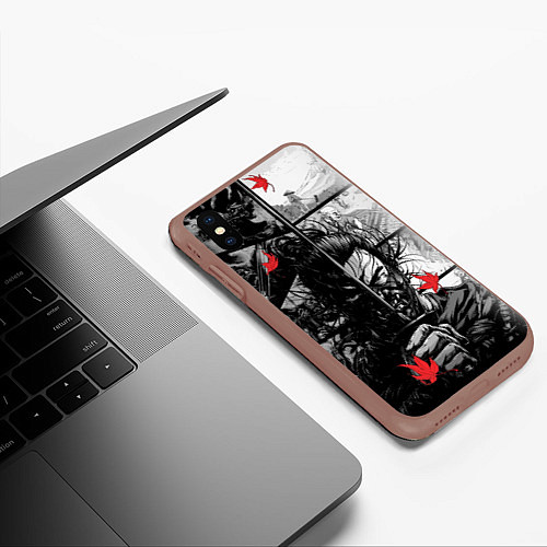 Чехол iPhone XS Max матовый Ghost of Tsushima Призрак Цусимы Дзин Сакай / 3D-Коричневый – фото 3