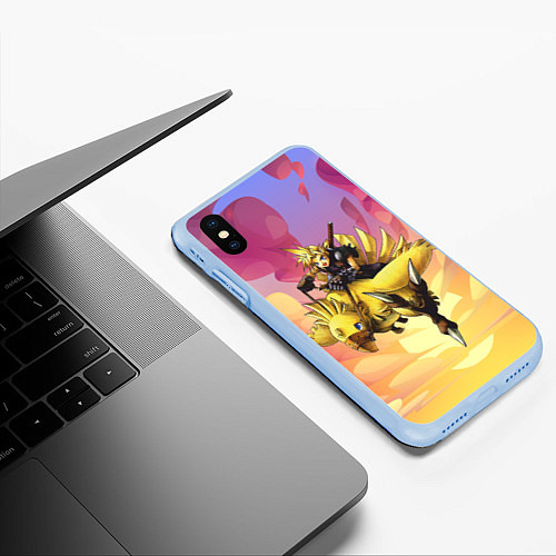 Чехол iPhone XS Max матовый Клауд Страйф из Final Fantasy / 3D-Голубой – фото 3