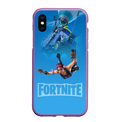 Чехол iPhone XS Max матовый Fortnite Vintage Ramirez Персонаж десантирование и, цвет: 3D-фиолетовый