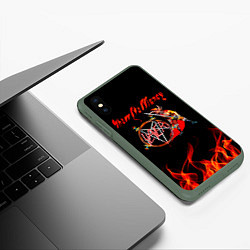 Чехол iPhone XS Max матовый Show No Mercy - Slayer, цвет: 3D-темно-зеленый — фото 2