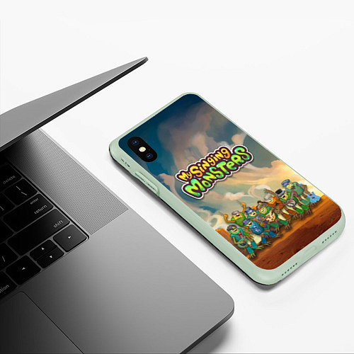 Чехол iPhone XS Max матовый My singing monsters САХАСЕМЬЯ / 3D-Салатовый – фото 3