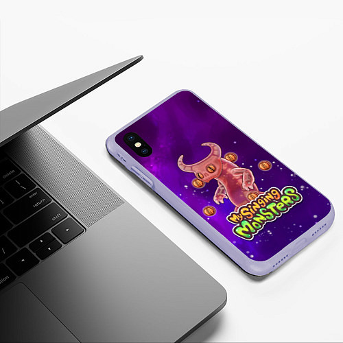 Чехол iPhone XS Max матовый My singing monsters ЭПИЧЕСКИЙ ВУЖАС / 3D-Светло-сиреневый – фото 3