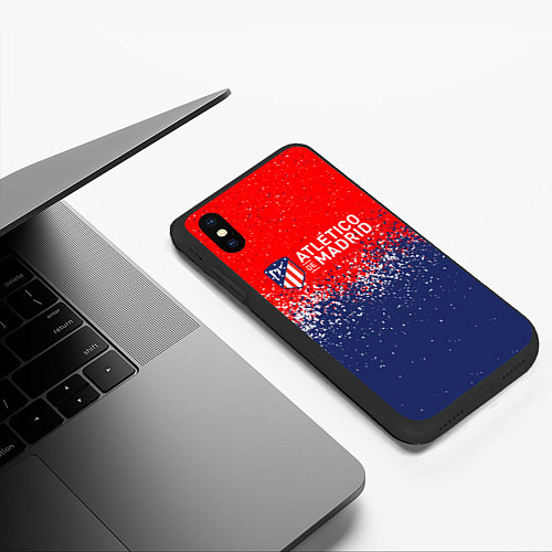 Чехол iPhone XS Max матовый Atletico madrid атлетико мадрид брызги красок / 3D-Черный – фото 3