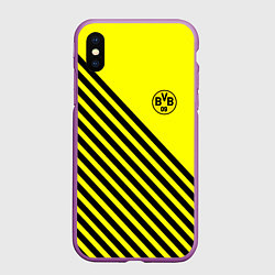 Чехол iPhone XS Max матовый Borussia черные полосы, цвет: 3D-фиолетовый