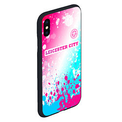 Чехол iPhone XS Max матовый Leicester City Neon Gradient, цвет: 3D-черный — фото 2