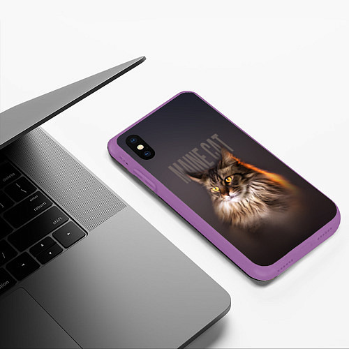 Чехол iPhone XS Max матовый Maine cat / 3D-Фиолетовый – фото 3