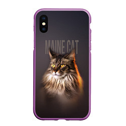 Чехол iPhone XS Max матовый Maine cat, цвет: 3D-фиолетовый