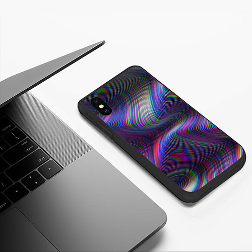 Чехол iPhone XS Max матовый WAVES ILLUSION / 3D-Черный – фото 3