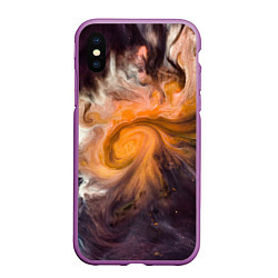 Чехол iPhone XS Max матовый Неоновые краски - Оранжевый, цвет: 3D-фиолетовый