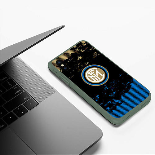 Чехол iPhone XS Max матовый Inter logo / 3D-Темно-зеленый – фото 3