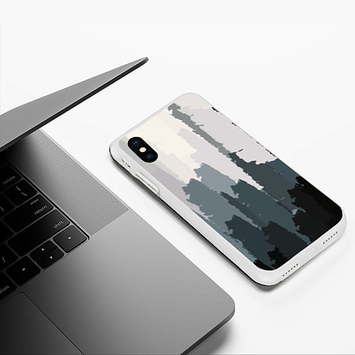 Чехол iPhone XS Max матовый Мрачный город / 3D-Белый – фото 3