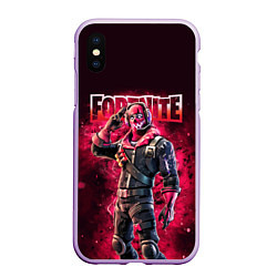 Чехол iPhone XS Max матовый Fortnite Raptor Skin Video game, цвет: 3D-сиреневый