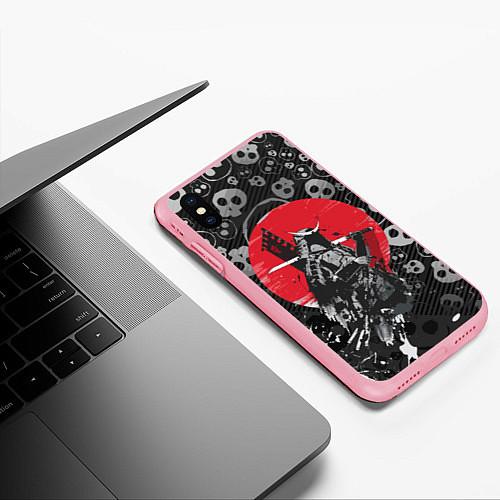 Чехол iPhone XS Max матовый Призрак Цусимы Самурай Красное солнце Япония / 3D-Баблгам – фото 3