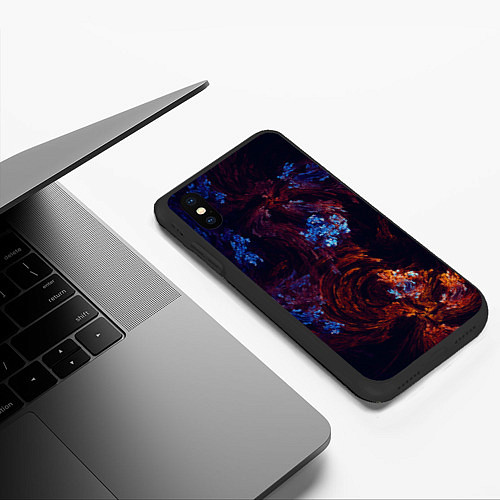 Чехол iPhone XS Max матовый Синие и Красные Коралловые Рифы / 3D-Черный – фото 3