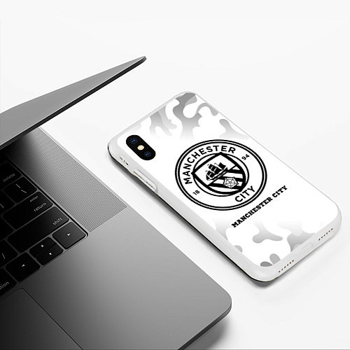 Чехол iPhone XS Max матовый Manchester City Sport на светлом фоне / 3D-Белый – фото 3