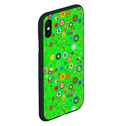 Чехол iPhone XS Max матовый TEXTURE OF MULTICOLORED FLOWERS, цвет: 3D-черный — фото 2