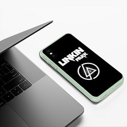 Чехол iPhone XS Max матовый Linkin Park логотип и надпись, цвет: 3D-салатовый — фото 2