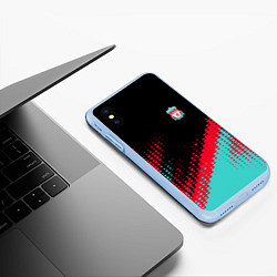 Чехол iPhone XS Max матовый Ливерпуль краска, цвет: 3D-голубой — фото 2