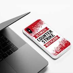 Чехол iPhone XS Max матовый Counter Strike: красные таблички Best Player и Ult, цвет: 3D-белый — фото 2