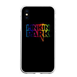 Чехол iPhone XS Max матовый Linkin Park neon, цвет: 3D-белый