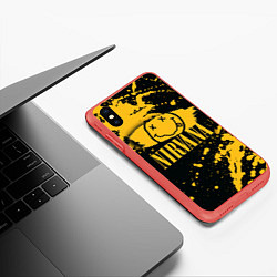 Чехол iPhone XS Max матовый NIRVANA логотип и краска, цвет: 3D-красный — фото 2