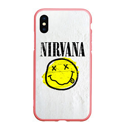 Чехол iPhone XS Max матовый Nirvana логотип гранж, цвет: 3D-баблгам