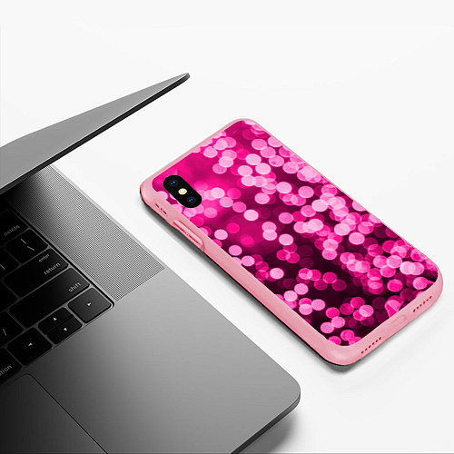Чехол iPhone XS Max матовый Розовые блестки / 3D-Баблгам – фото 3