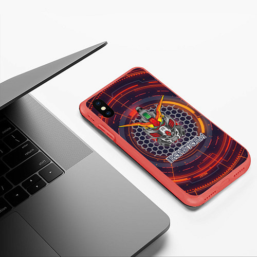 Чехол iPhone XS Max матовый Трансформер - Железный шторм / 3D-Красный – фото 3
