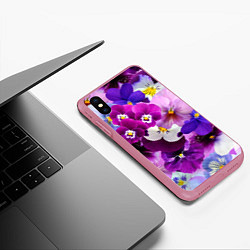 Чехол iPhone XS Max матовый CHARMING PANSIES, цвет: 3D-малиновый — фото 2