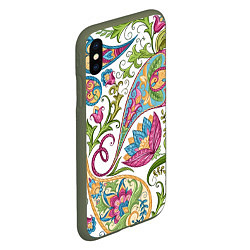 Чехол iPhone XS Max матовый Fashionable floral Oriental pattern Summer 2025, цвет: 3D-темно-зеленый — фото 2