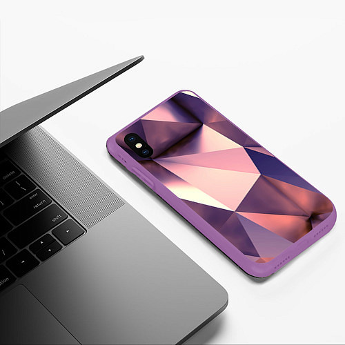 Чехол iPhone XS Max матовый Кристальная мозаика / 3D-Фиолетовый – фото 3