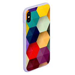 Чехол iPhone XS Max матовый Цветные соты, цвет: 3D-светло-сиреневый — фото 2